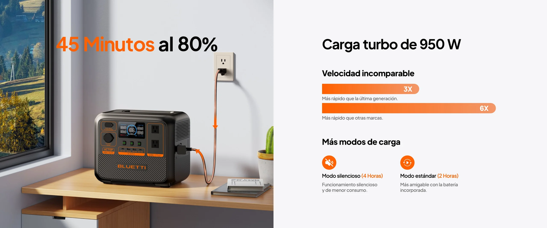 BLUETTI AC70P Estación de energía portátil | 1,000 W 864 Wh